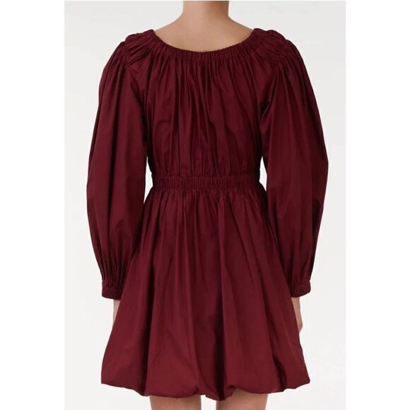 ULLA JOHNSON Martine Bubble Minidress in Bordeaux 100% Cotton NWOT Size 6 - Picture 4 of 9